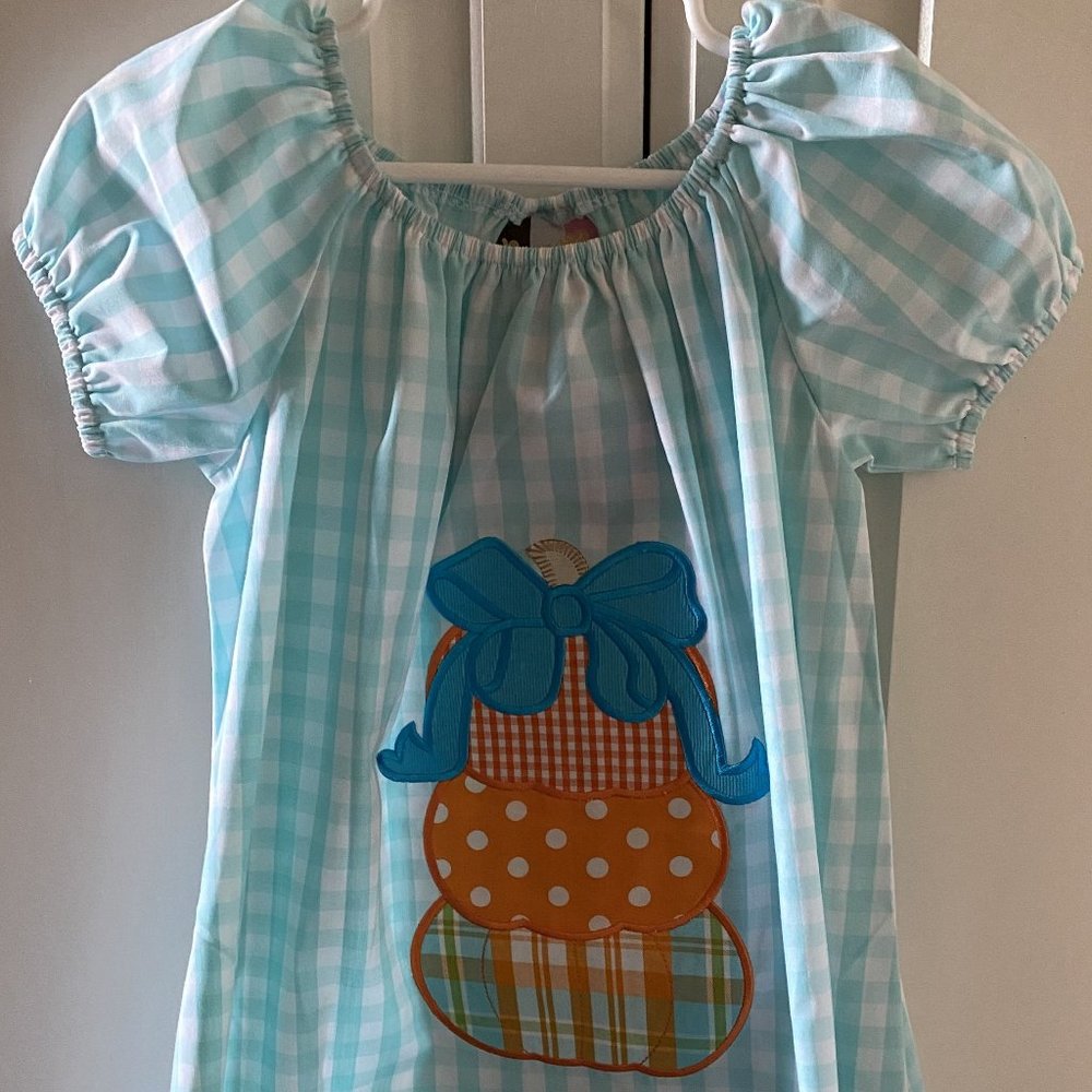 Banana Split Cap Sleeve Gingham Pumpkin Dress